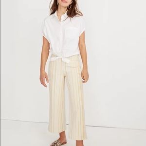 Madewell Emmett Wide Leg Cropped Striped Pants Yellow